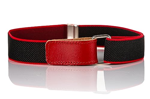 Olata Elastischer Kinder-Gürtel – Verstellbar mit Klettverschluss, Ideal für 0-15 Jahre. Schwarz/Rot (5-12 Jahre) von Olata