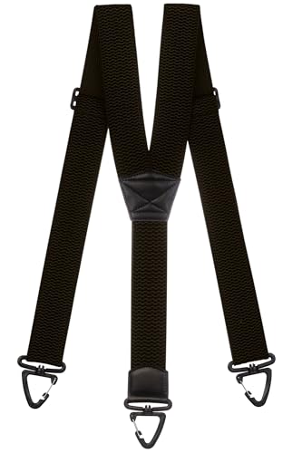Olata Robuste Extra Breite Y-Hosenträger mit Kunststoff-Karabinerhaken – 5 cm Breit, Elastisch. Schwarz von Olata