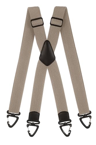 Olata Robuste X-Hosenträger mit Kunststoff-Karabinerhaken – 4 cm Breit, Verstellbar und Unisex. Grau von Olata