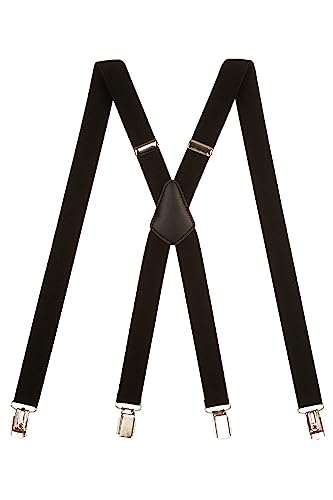 Olata Unisex Hosenträger schmal mit Metallclips/Verstellbare Hosenträger X-Form mit überkreuzten Trägern – 2,5 cm. Schwarz von Olata