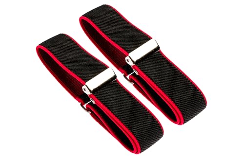 Olata elastische längenverstellbare Hemd Ärmelhalter Herren (Paar), 2.5cm - Schwarz/Rot von Olata