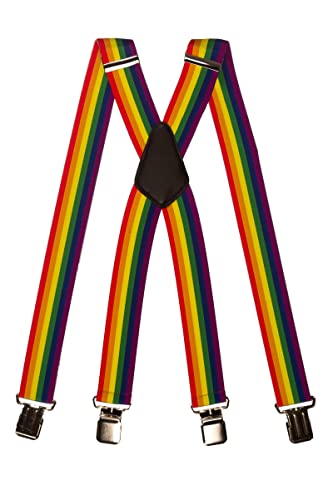 Olata längenverstellbare unisex Hosenträger bunt mit Clips/Regenbogen Hosenträger - 2,5cm, X-Form von Olata