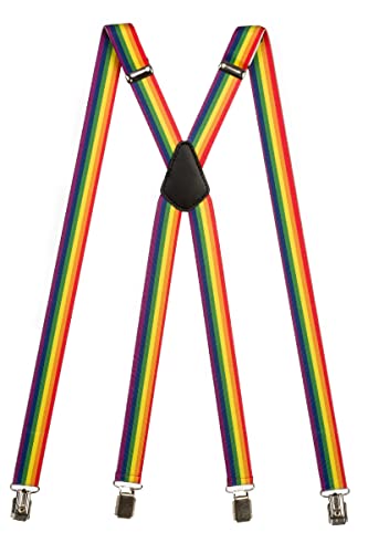 Olata längenverstellbare unisex Hosenträger bunt mit Clips/Regenbogen Hosenträger - 2,5cm, X-Form von Olata