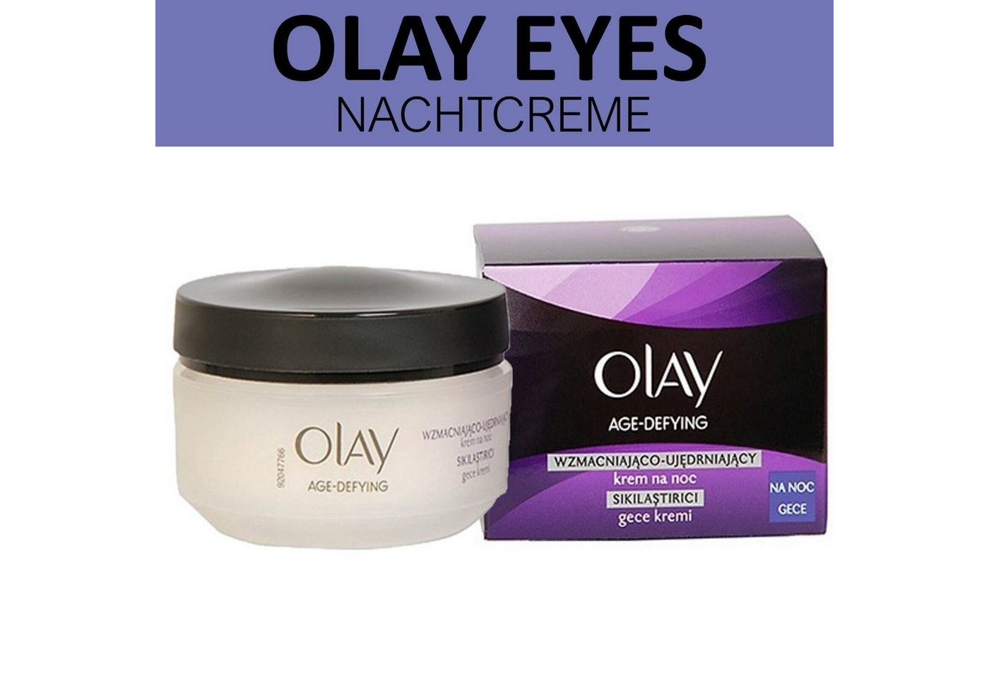 Olay Hautcreme AGE-Defying Nachtcreme 50ml Anti Rimpel Gesichtscreme Hautpflege Creme Creme fürs Gesicht, 3-tlg., Enthält Vitamine, spendet Feuchtigkeit, glättet und straft die Haut von Olay