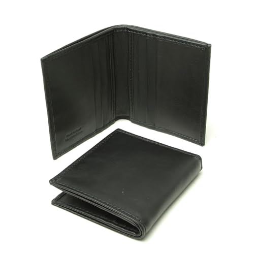 Old Angler Geldbörse aus Leder, klein, mit RFID-Abschirmung, hergestellt in Italien, 4 Kartenfächer, kompaktes und elegantes Design, Schwarz , Klassisch von Old Angler Firenze