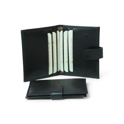 Old Angler Geldbörse aus Leder mit Druckverschluss | Made in Italy | RFID-Abschirmung | 6 Kartenfächer | Schottisches Futter, Schwarz , Klassisch von Old Angler Firenze