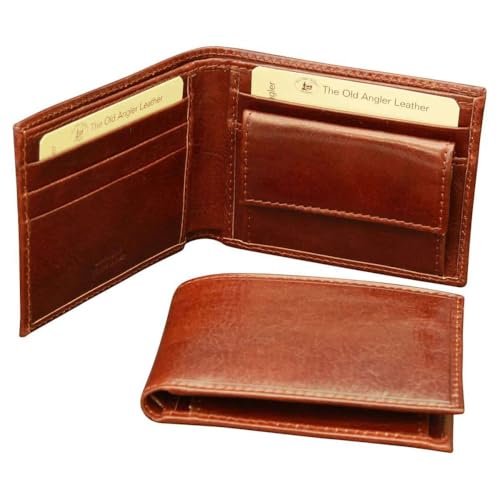 Old Angler Geldbörse aus Leder mit RFID-Abschirmung | Made in Italy | kompaktes Design mit 5 Kartenfächern und Münzfach, braun von Old Angler Firenze