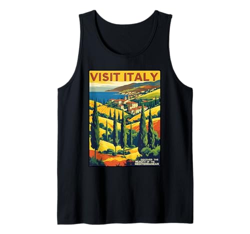 Vintage Tourist Poster Italien 1940er Jahre Stil Retro Italienische Frauen Tank Top von Old Fashioned European Souvenirs Keepsakes Girls