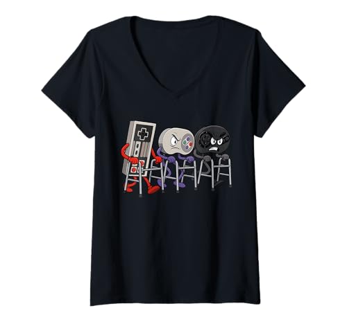 Damen Funny Old Gamer Gaming Retro 90s 80s Video Game Old Gamer T-Shirt mit V-Ausschnitt Damen Funny Old Gamer Gaming Retro 90s 80s Video Game Old Gamer T-Shirt mit V-Ausschnitt von Old Gamer Retro Video Game Old Gamer T-Shirts
