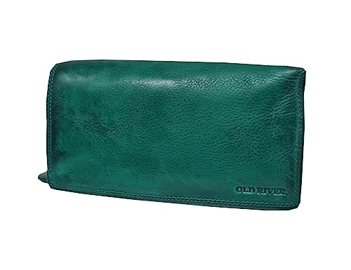 Leder Damen Geldbörse XXL, Lederbörse Portemonnaie Brieftasche Nappaleder mit 2 großen Geldscheinfächer, Box Travel Organizer Echtleder (19/ 10,5/ 4 cm) von Old River