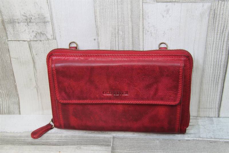 Old River Geldbörse weiche rote Lederbörse-Handtasche Used-Optik von Old River