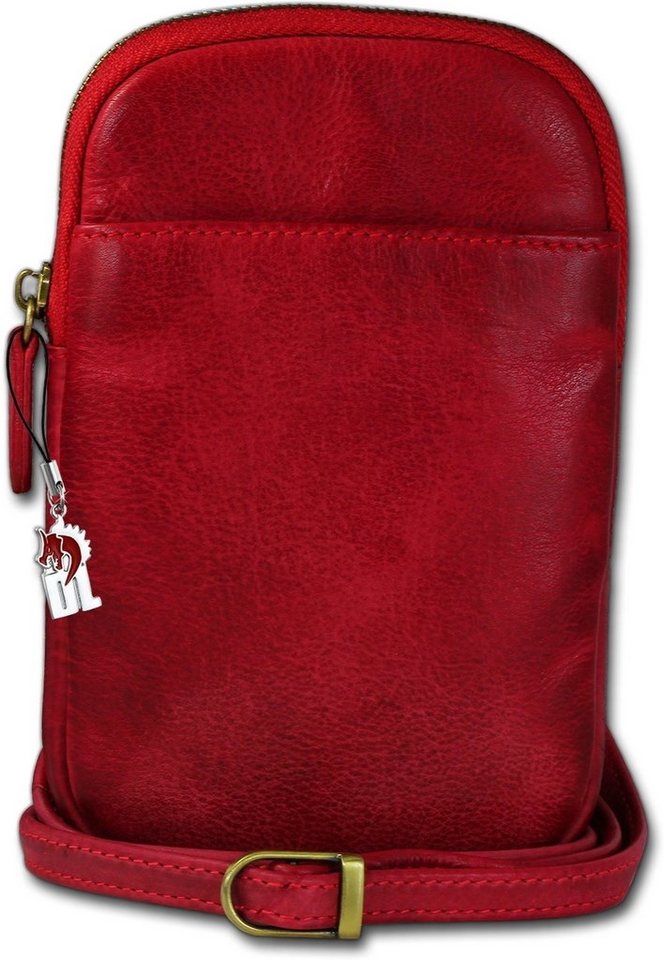 DrachenLeder Umhängetasche DrachenLeder Tasche Damen Handtasche (Umhängetasche, Umhängetasche), unisex Handtasche, Umhängetasche Echtleder rot, Größe ca. 13cm von DrachenLeder