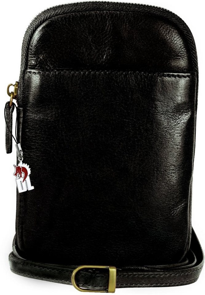 DrachenLeder Umhängetasche DrachenLeder Tasche Damen Handtasche (Umhängetasche, Umhängetasche), unisex Handtasche, Umhängetasche Echtleder schwarz, Größe ca. 13cm von DrachenLeder