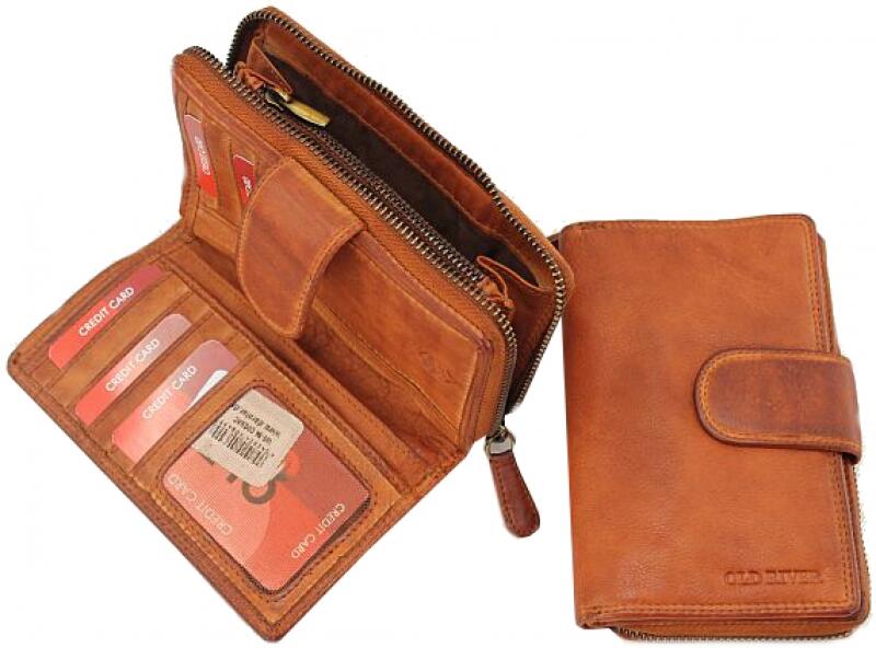 Old River - Old River Damenbörse mit RV echt Rindleder cognac Braun von Old River