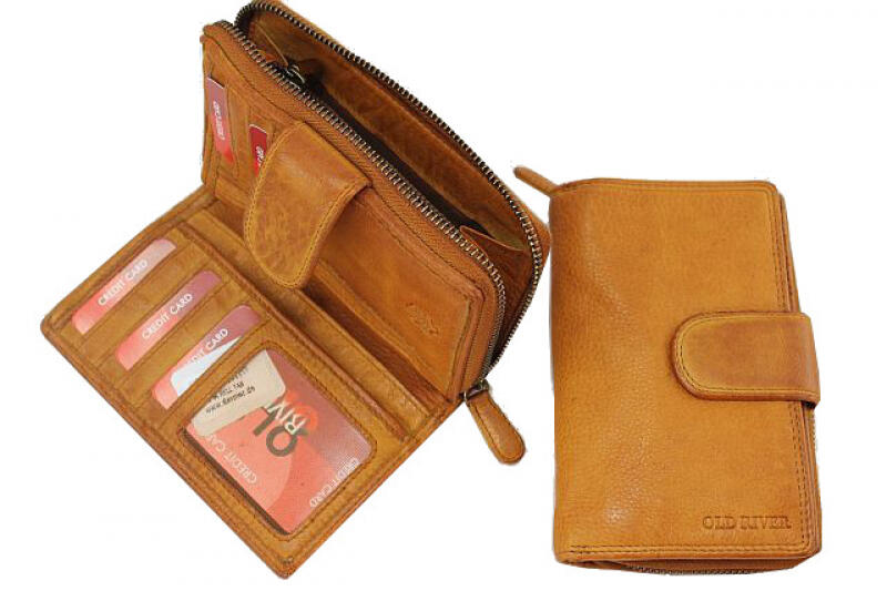 Old River - Old River Damenbörse mit RV echt Rindleder hell tan Beige von Old River