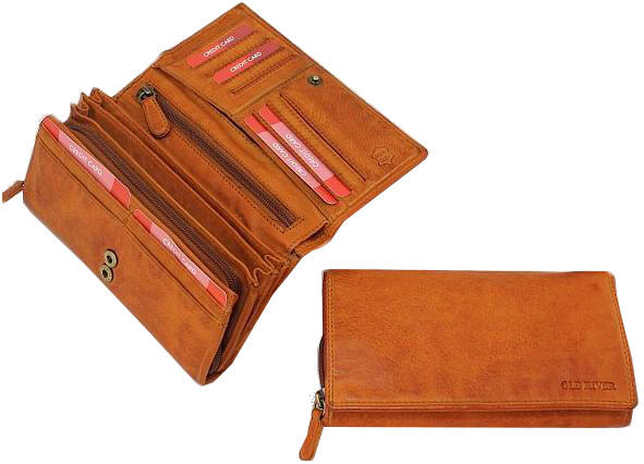 Old River - Old River Damenbörse mit RV echt Rindleder hell tan Braun von Old River