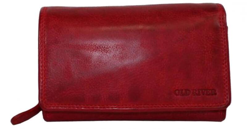 Old River - Old River Damenbörse mit RV echt Rindleder rot Rot von Old River
