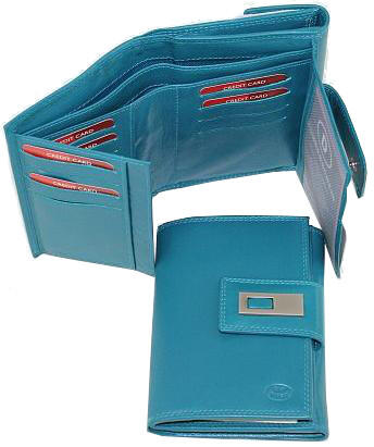 Old River - Old River Damenbörse mit Überschlag und Riegel echt Leder aqua Blau von Old River