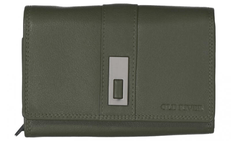 Old River - Old River Damenbörse mit Überschlag und Riegel echt Leder grau Grau von Old River