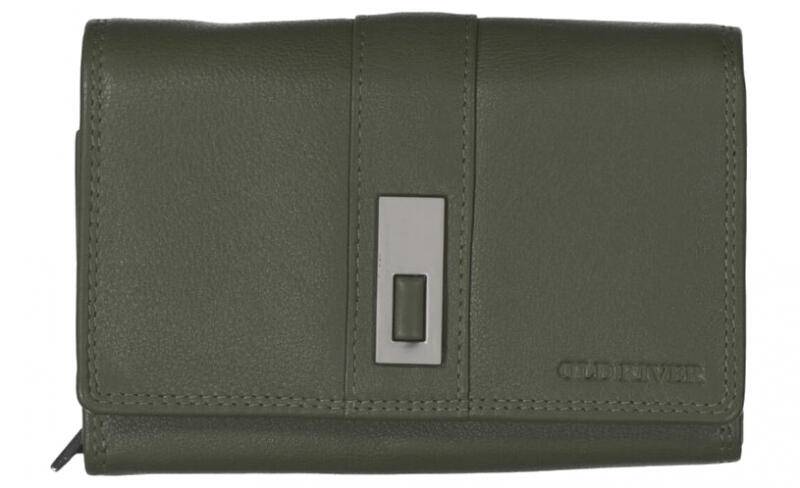 Old River - Old River Damenbörse mit Überschlag und Riegel echt Leder grau Grau von Old River