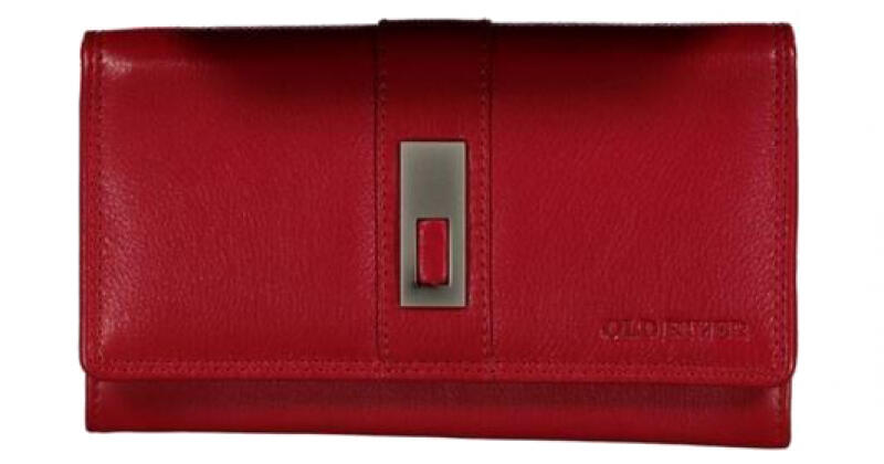 Old River - Old River Damenlangbörse mit Überschlag RFID-Schutz echt Leder rot Rot von Old River