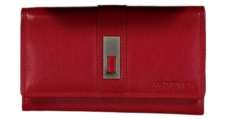 Old River - Old River Damenlangbörse mit Überschlag RFID-Schutz echt Leder rot Rot von Old River