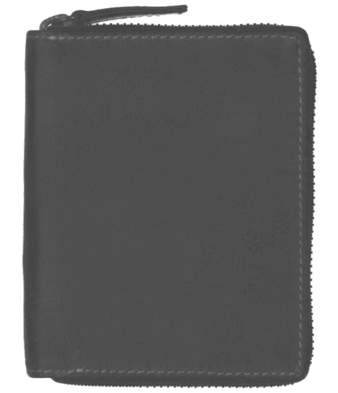 Old River - Old River Reißverschlussbörse mittel echt Leder grau Grau von Old River