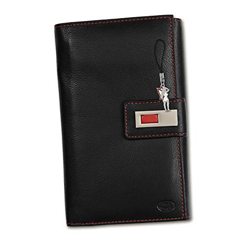 Old River Unisex Geldbörse Portemonnaie Leder schwarz rot 11x3x17cm D2OPD715S EIN schönes Geschenk zu Weihnachten, Geburtstag, Valentinstag für die Frau, für den Mann von Old River