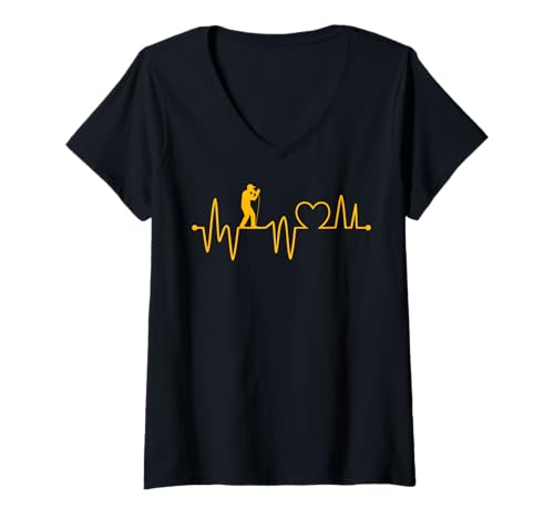 Damen Beatbox Heartbeat Music Old School Rap Mikrofon Beatboxer T-Shirt mit V-Ausschnitt Damen Beatbox Heartbeat Music Old School Rap Mikrofon Beatboxer T-Shirt mit V-Ausschnitt von Old School Beatbox Freestyle Mic Vibes