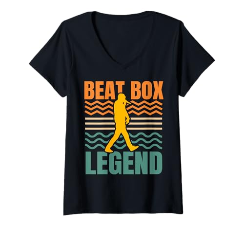 Damen Beatbox Legend Music Old School Rap Mikrofon Beatboxer T-Shirt mit V-Ausschnitt Damen Beatbox Legend Music Old School Rap Mikrofon Beatboxer T-Shirt mit V-Ausschnitt von Old School Beatbox Freestyle Mic Vibes