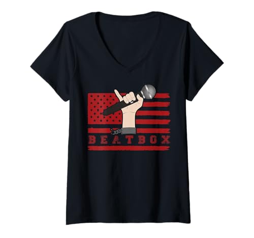 Damen Beatbox Music Old School Rap Mikrofon Beatboxer T-Shirt mit V-Ausschnitt Damen Beatbox Music Old School Rap Mikrofon Beatboxer T-Shirt mit V-Ausschnitt von Old School Beatbox Freestyle Mic Vibes