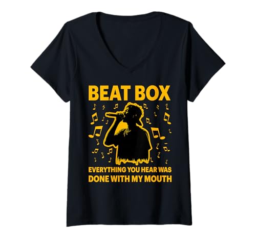 Damen Beatbox Music Old School Rap Mikrofon Beatboxer T-Shirt mit V-Ausschnitt Damen Beatbox Music Old School Rap Mikrofon Beatboxer T-Shirt mit V-Ausschnitt von Old School Beatbox Freestyle Mic Vibes