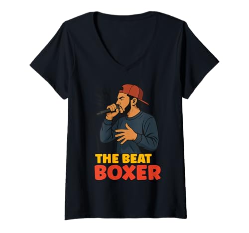 Damen Beatbox Music Old School Rap Mikrofon Beatboxer T-Shirt mit V-Ausschnitt von Old School Beatbox Freestyle Mic Vibes