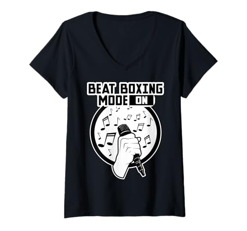 Damen Beatboxing Mode auf Musik Old School Rap Mikrofon Beatboxer T-Shirt mit V-Ausschnitt Damen Beatboxing Mode auf Musik Old School Rap Mikrofon Beatboxer T-Shirt mit V-Ausschnitt von Old School Beatbox Freestyle Mic Vibes