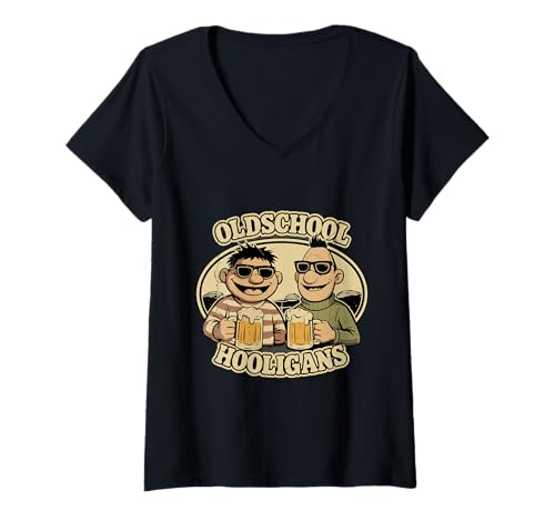 Damen Old School Hooligans T-Shirt mit V-Ausschnitt Damen Old School Hooligans T-Shirt mit V-Ausschnitt von Old School Hooligans Tees