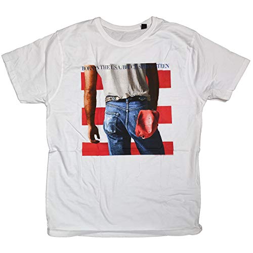 Old Skool Hooligans Bruce Springsteen T-Shirt – Born in The USA Gr. L, weiß von Old Skool Hooligans