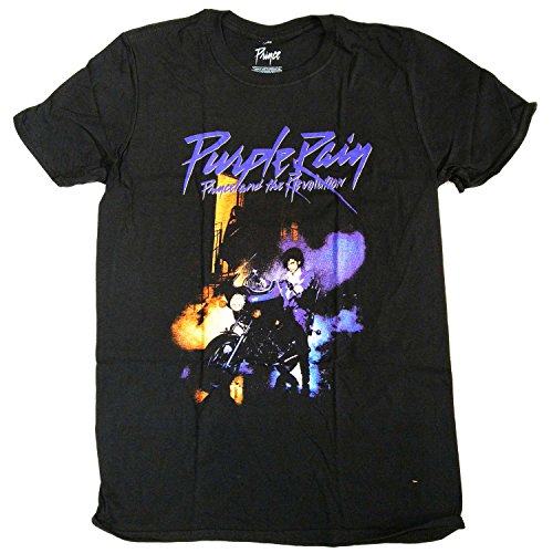 Old Skool Hooligans Purple Rain Album Cover T-Shirt - Herren L - Purple - Halbarm - 100% Baumwolle - Cartoon - Crew-Ausschnitt - Standardlänge - Reguläre Passform - Lizenzprodukt - Siebdruck von Old Skool Hooligans