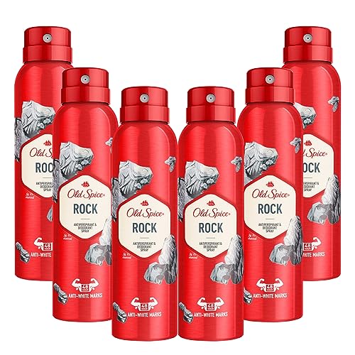 6 x Old Spice Rock Antitranspirant je 150ml Deo Spray für Männer 48h Schutz von Old Spice