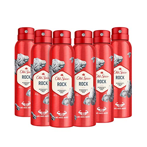 Old Spice Antiperspirant and Deodorant Spray for Men Rock Antitranspirant und Deospray, 150 ml, 6 Stück, rot, 150 Milliliters (6er Pack) von Old Spice