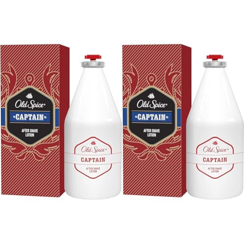 Old Spice Captain After Shave Lotion, Kühlendes Aftershave für Männer, 100ml (Packung mit 2) von Old Spice