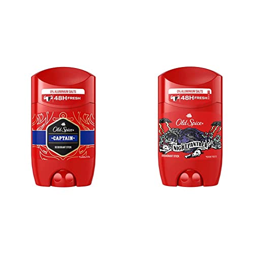 Old Spice Captain Deodorant Stick | Deo Stick Ohne Aluminium Für Männer | Männer Deo Mit Langanhaltendem Duft, | 50 ml (1er Pack) & Nightpanther Deodorant Stick Für Männer, Mit Langanhaltendem Duft von Old Spice