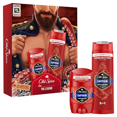 Old Spice Dark Captain Geschenkset für Männer mit Captain Deo Stick 50ml und Duschgel 250ml von Old Spice