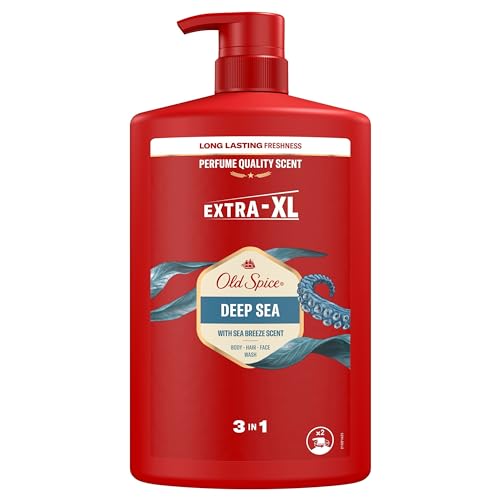 Old Spice Deep Sea 3-in-1 Duschgel & Shampoo für Männer, 1L, langanhaltender, frischer Duft in Parfümqualität für Haare-Gesicht-Körper von Old Spice