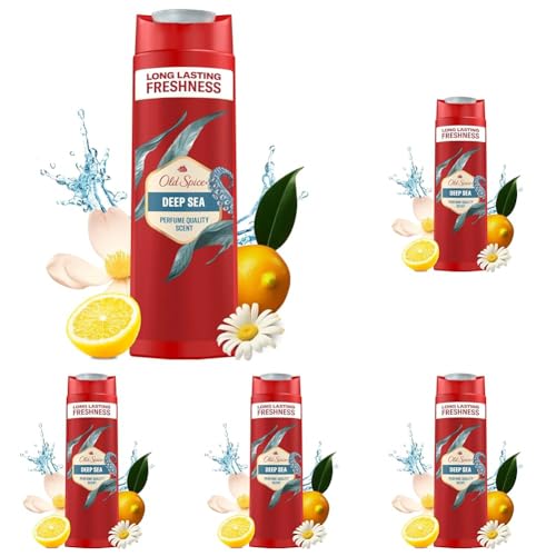 Old Spice Deep Sea 3-in-1 Duschgel & Shampoo für Männer (250 ml), Körper-Haar-Gesichtsreinigung Männer, lang anhaltend Frisch (Packung mit 5) von Old Spice