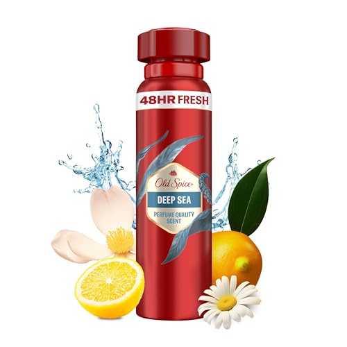 Old Spice Deep Sea Deodorant Körperspray für Männer (150 ml), Herren, 48 h Frische, 0 % Aluminiumsalze, keine weißen Rückstände und gelben Flecken von Old Spice