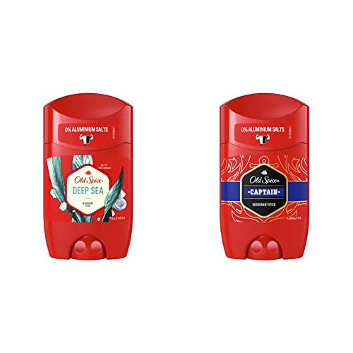 Old Spice Deep Sea Deodorant Stick | 50ml | Deo Stick Ohne Aluminium Für Männer & Captain Deodorant Stick | 50 ml | Deo Stick Ohne Aluminium Für Männer | Männer Deo Mit Langanhaltendem Duft von Old Spice