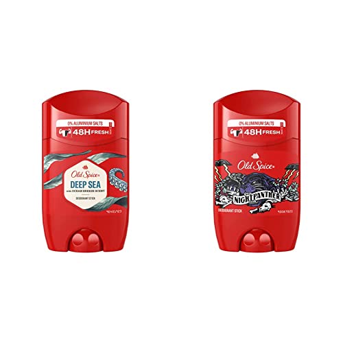 Old Spice Deep Sea Deodorant Stick | Deo Stick Ohne Aluminium Für Männer | Männer Deo Mit Langanhaltendem Duft & Nightpanther Deodorant Stick Für Männer, Mit Langanhaltendem Duft, Ohne Aluminium, 50ml von Old Spice