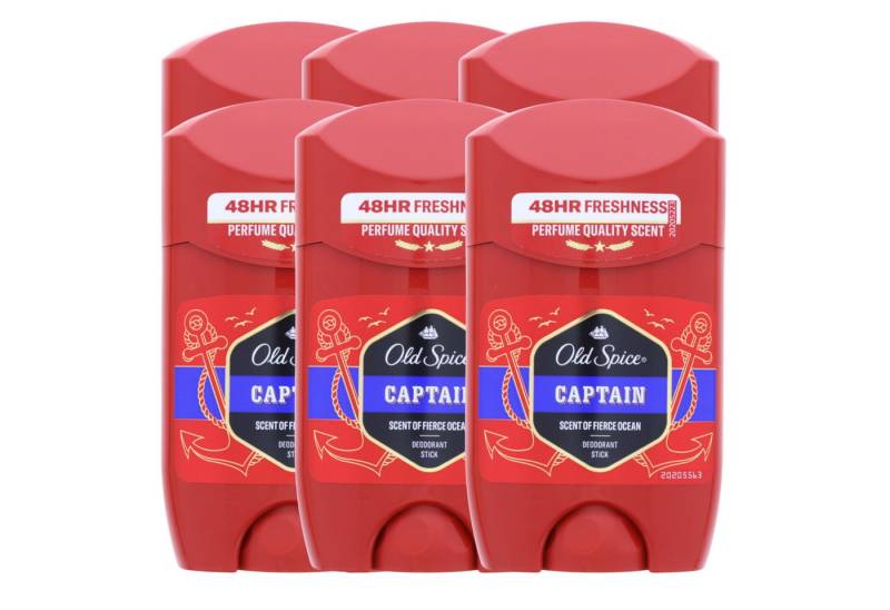Old Spice Deo-Roller 6 x Old Spice Captain Deostick für Männer je 50ml 0% Aluminium Salze 4 von Old Spice