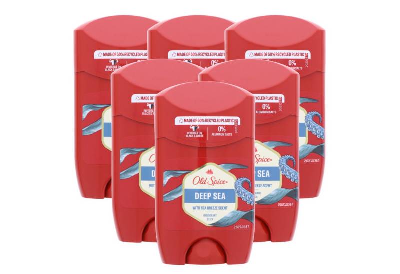 Old Spice Deo-Roller 6 x Old Spice Deep Sea Deostick für Männer je 50ml Frischer Duft 48H S von Old Spice