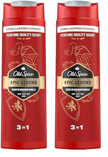 Old Spice Epic Legend 3-in-1 Duschgel für Männer 400ml. Für Haar, Gesicht und Körper, langanhaltende Frische, Duft in Parfumqualität, Tiefenreinigende Formel (Packung mit 2) von Old Spice